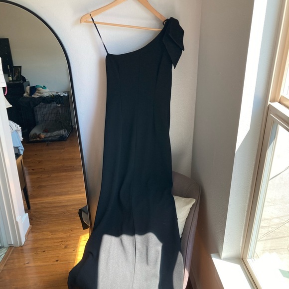 Eliza J One Shoulder Big Bow Maxi Formal Dress Black 4 - Picture 6 of 8
